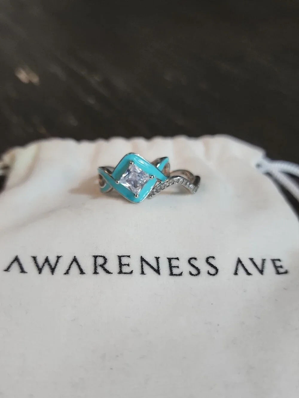 Turquoise Enamel CZ Stackable Ring Set - Women Jewelry